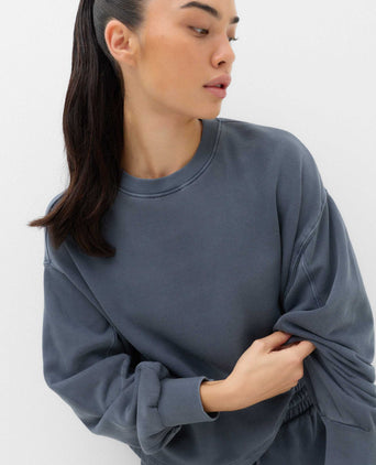 Cotton Rich Garment Dye Boxy Sweatshirt - Nightshade