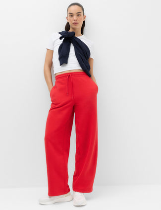 Cotton Rich Side Stripe Barrel Leg Joggers - Poppy