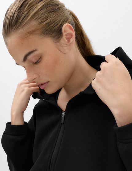 Goodmove Cropped Bubble Hem Hoodie with Modal - Blackimages3- The Sports Edit
