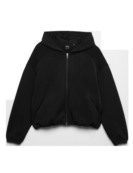 Goodmove Cropped Bubble Hem Hoodie with Modal - Blackimages7- The Sports Edit