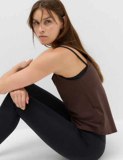 Goodmove Go Balance Scoop Neck Relaxed Vest Top - Dark Chocolateimages3- The Sports Edit
