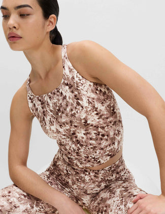 Go Balance Strappy Back Crop Vest Top - Cream Mix