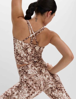 Go Balance Strappy Back Crop Vest Top - Cream Mix