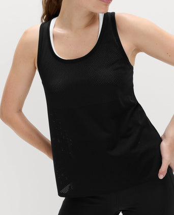 Lightweight Textured Relaxed Vest Top - Black
