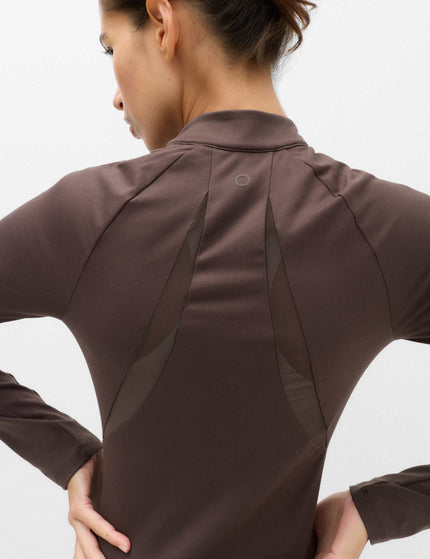 Goodmove Mesh Panel Half Zip Running Top - Dark Chocolateimages2- The Sports Edit