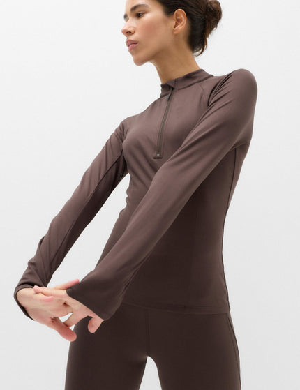 Goodmove Mesh Panel Half Zip Running Top - Dark Chocolateimages4- The Sports Edit