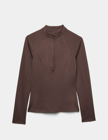 Goodmove Mesh Panel Half Zip Running Top - Dark Chocolateimages7- The Sports Edit