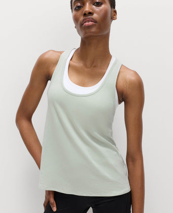 Modal Blend Pleat Back Relaxed Vest Top - Soft Green