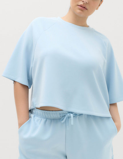 Goodmove Modal Blend Sand Wash Oversized Crop Sweatshirt - Powder Blueimages1- The Sports Edit