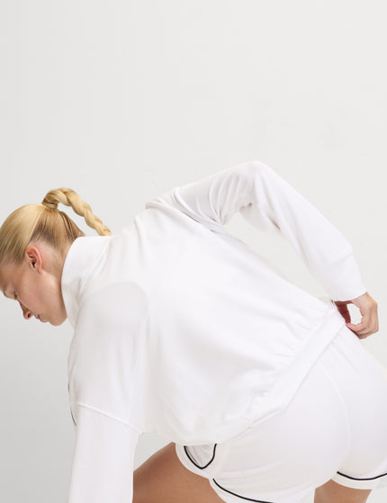 Goodmove Modal Rich Funnel Neck Half Zip Top - Whiteimages2- The Sports Edit