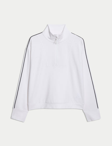 Goodmove Modal Rich Funnel Neck Half Zip Top - Whiteimages6- The Sports Edit