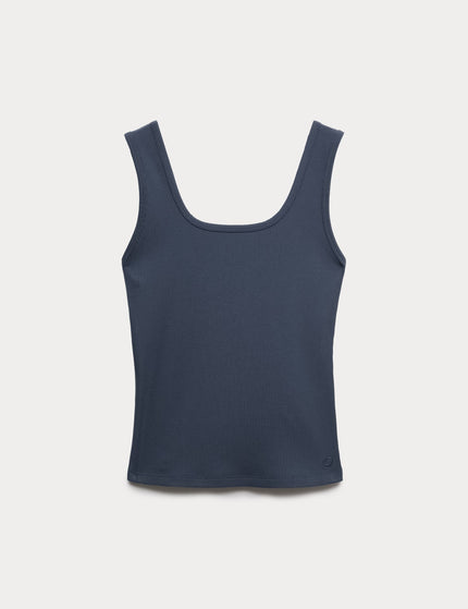 Goodmove Modal Rich Rib Square Neck Fitted Vest - Nightshadeimages7- The Sports Edit