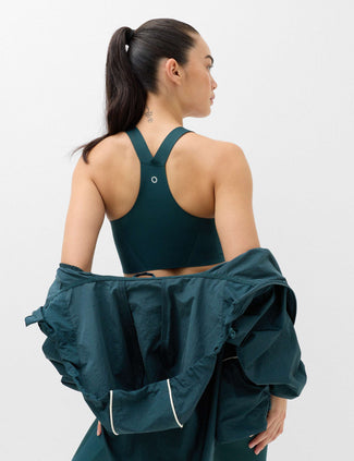 Shimmer Scoop Neck Racer Back Bra Vest - Dark Evergreen