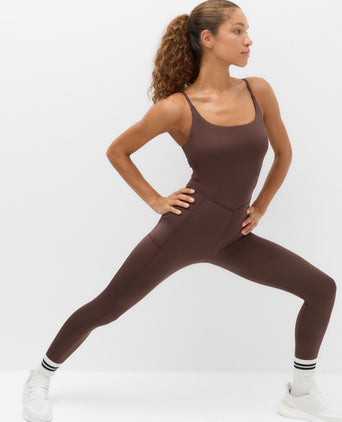 Shine Strappy Back Light As Air Fitted Bodysuit - Dark Chocolate
