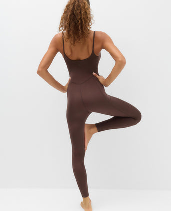 Shine Strappy Back Light As Air Fitted Bodysuit - Dark Chocolate