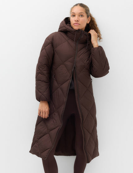 Stormwear Hooded Longline Puffer Coat - Dark Chocolate