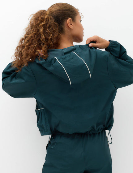 Goodmove Stormwear Lightweight Metallic Hooded Jacket - Dark Evergreenimages2- The Sports Edit