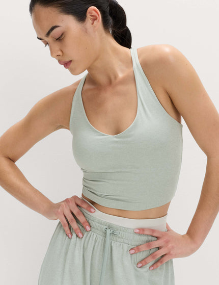 Goodmove Supersoft Scoop Neck Fitted Crop Vest Top - Soft Greenimages1- The Sports Edit