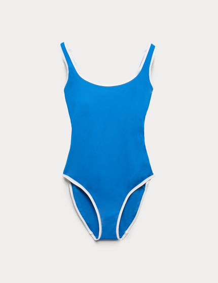 Goodmove Tummy Control Padded Ribbed Swimsuit - Blueimages7- The Sports Edit