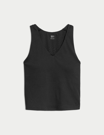 Goodmove V-Neck Padded Fitted Yoga Crop Vest Top - Blackimages6- The Sports Edit