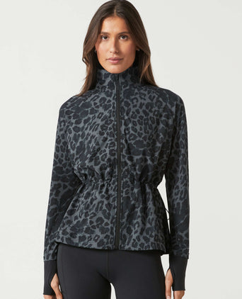 Helena Running Jacket - Black Pattern Leopard Print