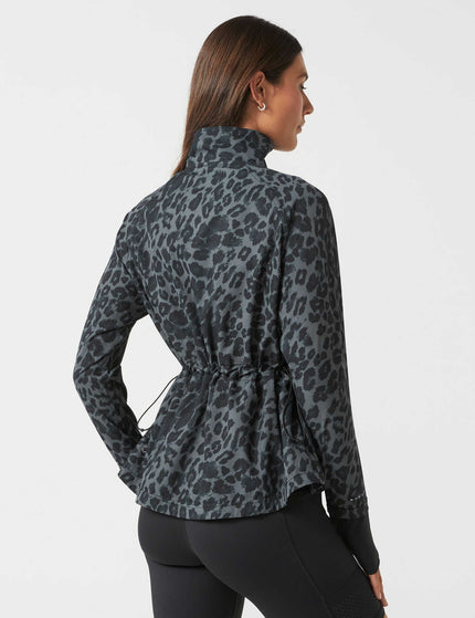 Lilybod Helena Running Jacket - Black Pattern Leopard Printimages2- The Sports Edit