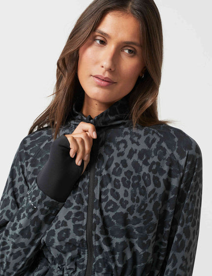 Lilybod Helena Running Jacket - Black Pattern Leopard Printimages3- The Sports Edit