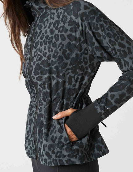 Lilybod Helena Running Jacket - Black Pattern Leopard Printimages4- The Sports Edit
