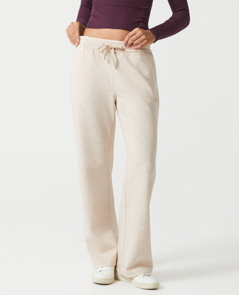 Kyoto Wide Leg Jogger - Oatmeal Marl