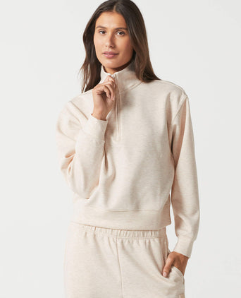 Oxford Zip Sweat - Oatmeal Marl