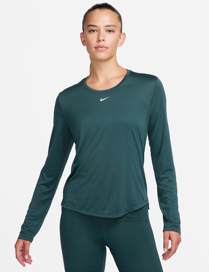 Nike Dri-FIT One Long-Sleeve Top - Deep Jungle/Whiteimages1- The Sports Edit