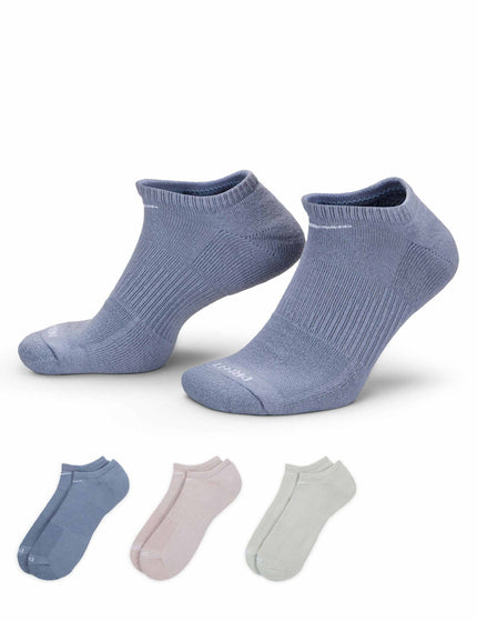 Nike Everyday Plus Cushioned No-Show Socks (3 Pairs) - Blue/Pink/Greenimages3- The Sports Edit