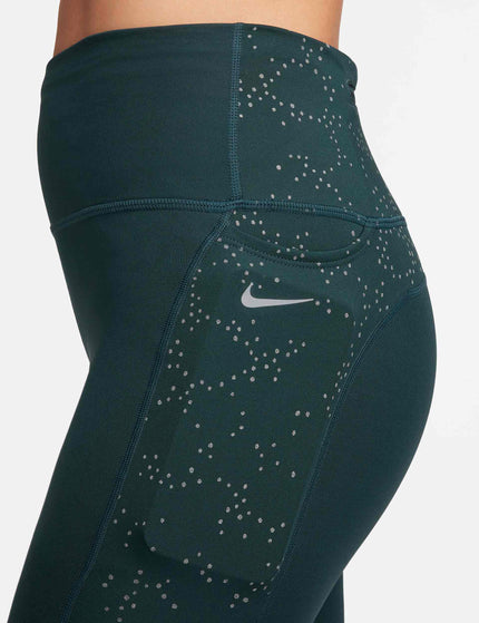 Nike Fast Mid-Rise 7/8 Leggings - Deep Jungle/Reflective Silverimages4- The Sports Edit