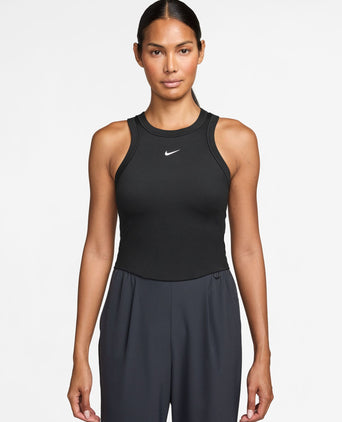 One Fitted Dri-FIT Cropped Tank Top - Black/White