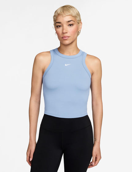 Nike One Fitted Dri-FIT Cropped Tank Top - Hydrogen Blue/Whiteimages1- The Sports Edit