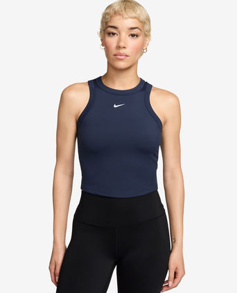 One Fitted Dri-FIT Cropped Tank Top - Midnight Navy/White