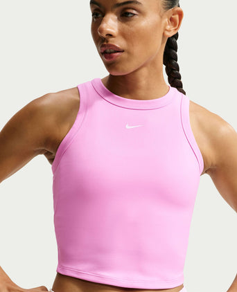 One Fitted Dri-FIT Cropped Tank Top - Pink Rise/White