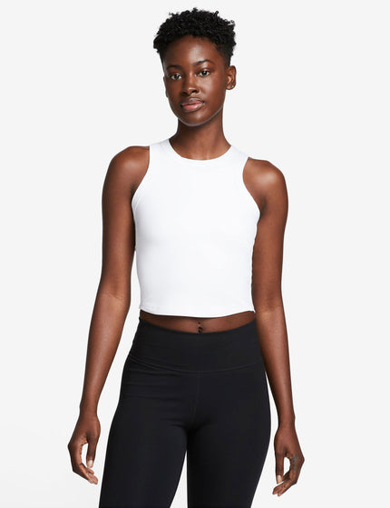 Nike One Fitted Dri-FIT Cropped Tank Top - White/Blackimages1- The Sports Edit