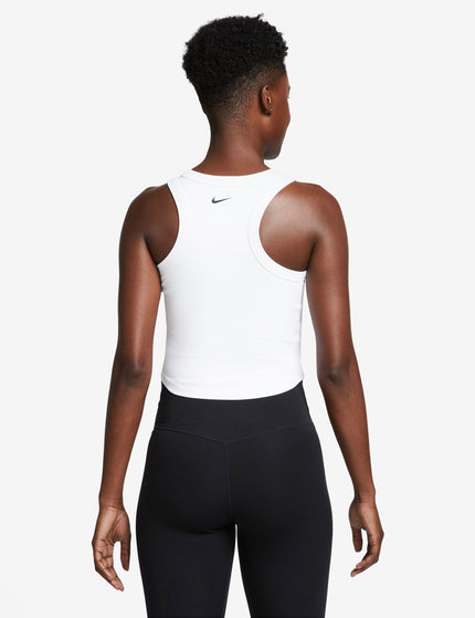 Nike One Fitted Dri-FIT Cropped Tank Top - White/Blackimages2- The Sports Edit