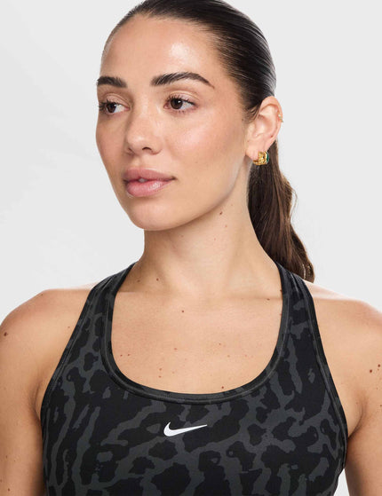 Nike Swoosh Medium Support Printed Sports Bra - Black/Reflective Silverimages3- The Sports Edit