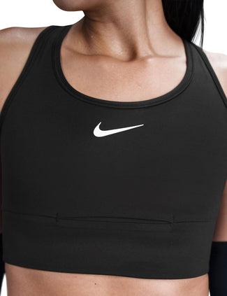 Swoosh Pocket Medium-Support Sports Bra - Black/White
