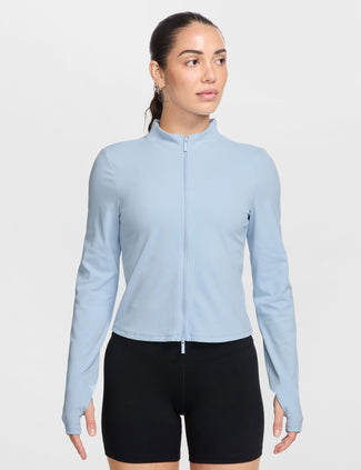 Zenvy Full-Zip Long-Sleeve Top - Light Armory Blue/Cool Grey