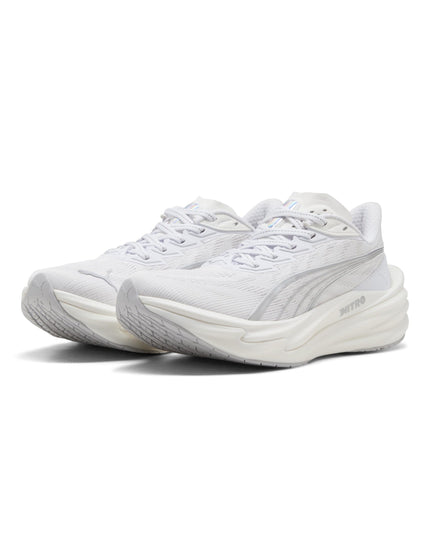 PUMA Deviate NITRO 4 Running Shoes - White/Feather Greyimages2- The Sports Edit