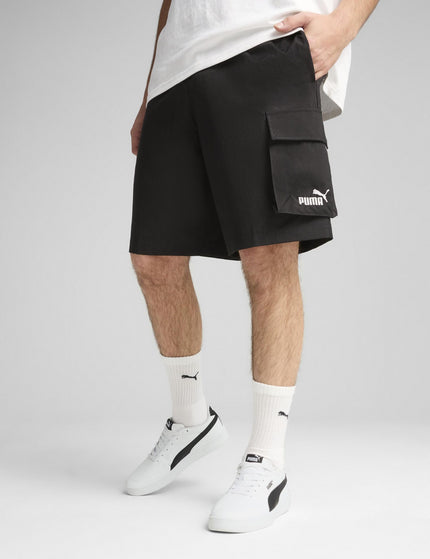 PUMA Essentials No.1 Logo Woven Cargo 9" Shorts - Puma Blackimages1- The Sports Edit