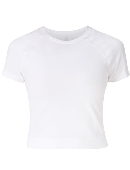 Sweaty Betty Athlete Crop Seamless Workout T-Shirt - Whiteimages7- The Sports Edit