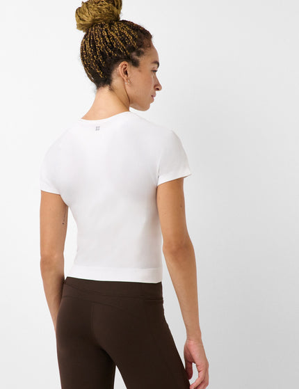 Sweaty Betty Athlete Crop Seamless Workout T-Shirt - Whiteimages2- The Sports Edit