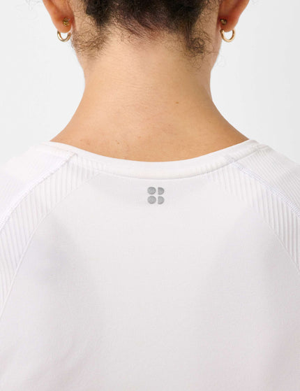 Sweaty Betty Athlete Crop Seamless Workout T-Shirt - Whiteimages3- The Sports Edit