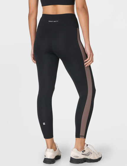 Sweaty Betty All Day 7/8 Side Stripe Legging - Black/Taupeimages2- The Sports Edit