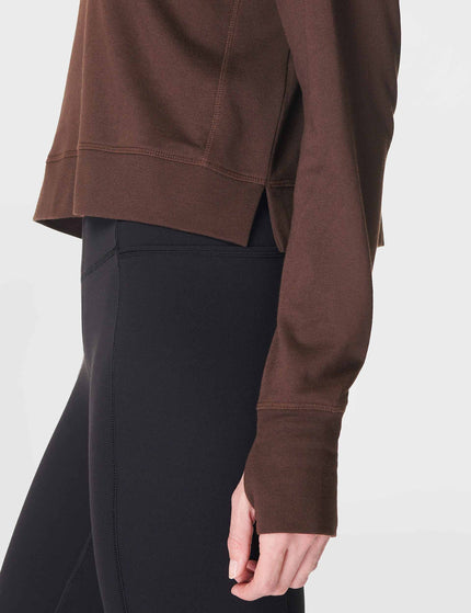 Sweaty Betty After Class Crop Sweatshirt - Cacao Brownimages4- The Sports Edit