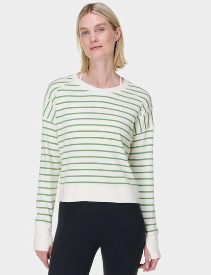 Sweaty Betty After Class Crop Sweatshirt - Lilywhite Green Stripeimages1- The Sports Edit